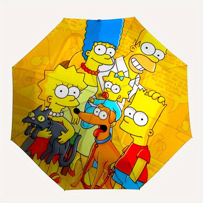 1pc Simpsons FamilyDesign Automatic Open/close Folding Umbrella - Compact Travel Umbrella, Heavy-Duty 8-Rib Construction