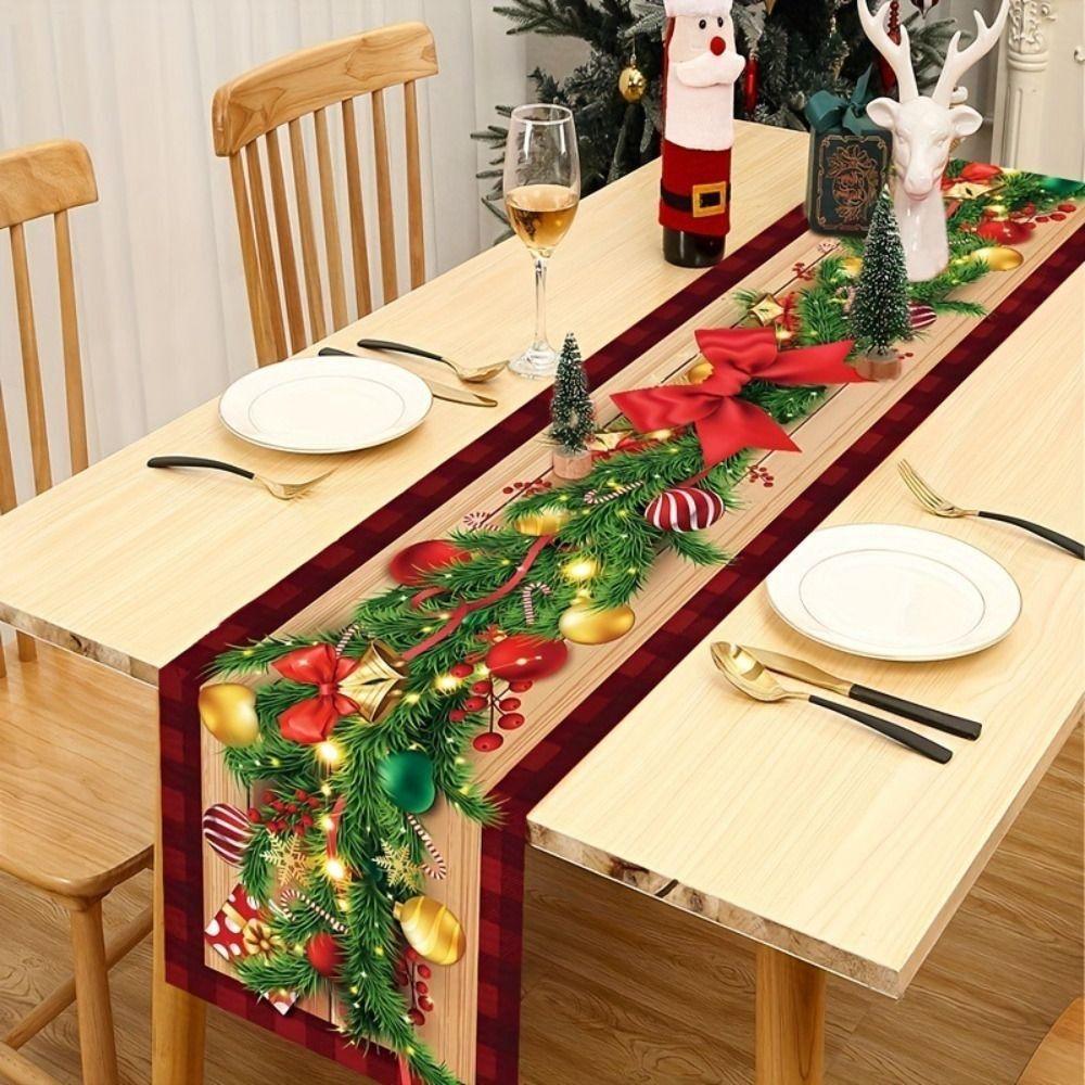 New New Year Christmas Table Runner Xmas Party Flag Cover Christmas Table Flag Navidad Gift Christmas Tablecloth Party Ornament