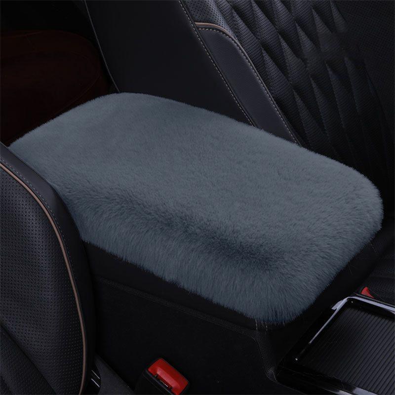 Winter Warm Furry Non-Slip Car Armrest Box Mat Universal Auto Trunk Center Console Protective Pad Trim Universal Interior Accessories