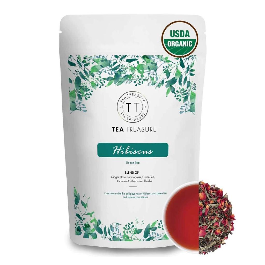 Зеленый чай с Гибискусом (100 г), Hibiscus Green Tea,  Tea Treasure