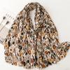 Breathable Garden Floral Viscose Soft Scarf Boho Chic Thick Fringe Shawl Women Perfect for Travel & Casual Muslim Hijab 180*90Cm