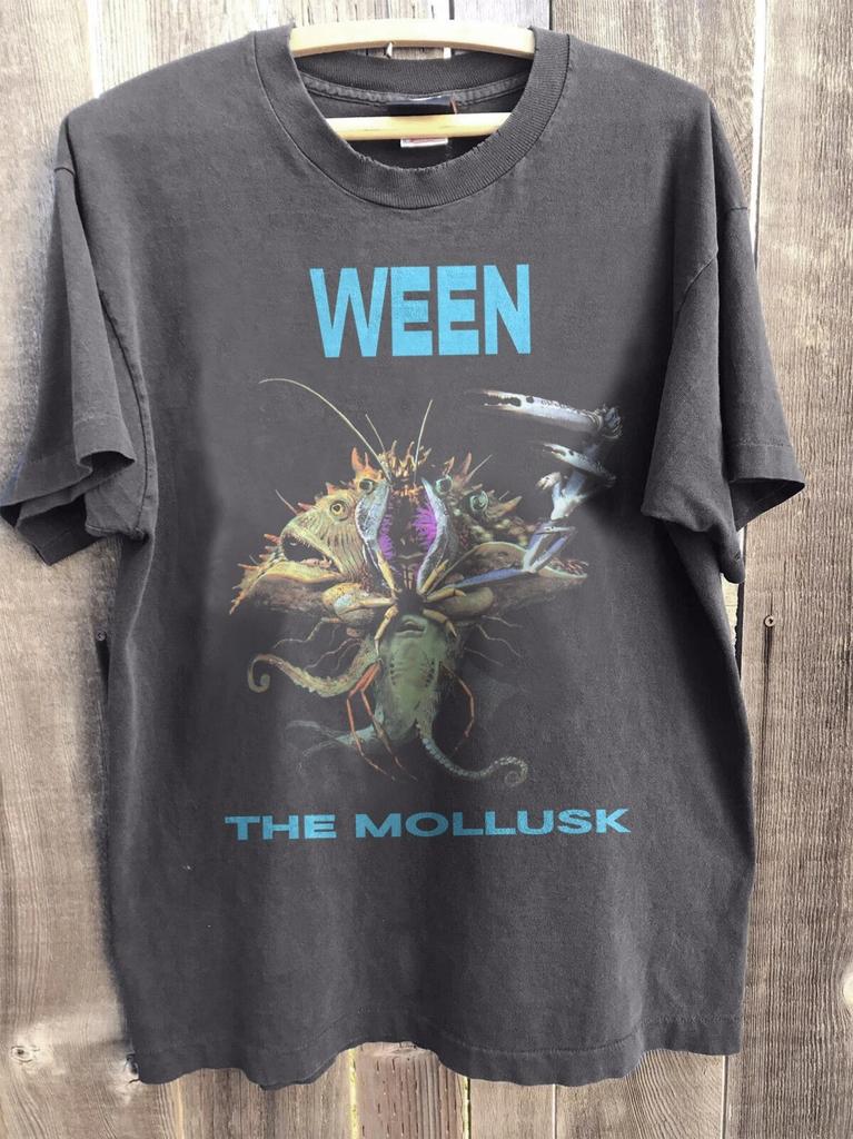 Летняя мужская футболка из чистого хлопка в винтажном стиле Ween The Mollusk, уличная мода, оверсайз, свободная и дышащая, подходит для повседневной носки