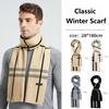 Men's Classic Winter Scarf Cashmere Feel Winter Scarves Long Formal Soft Scarf for Men Casual Scarves Luxuriously Plaid Scarf