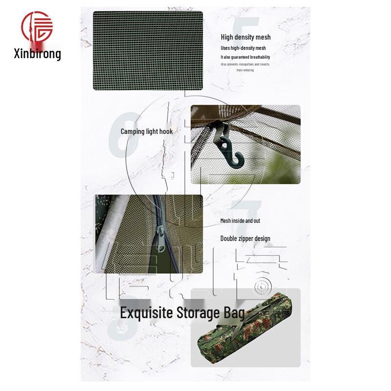Xinbirui 2x2m Camouflage Double Camping Tent