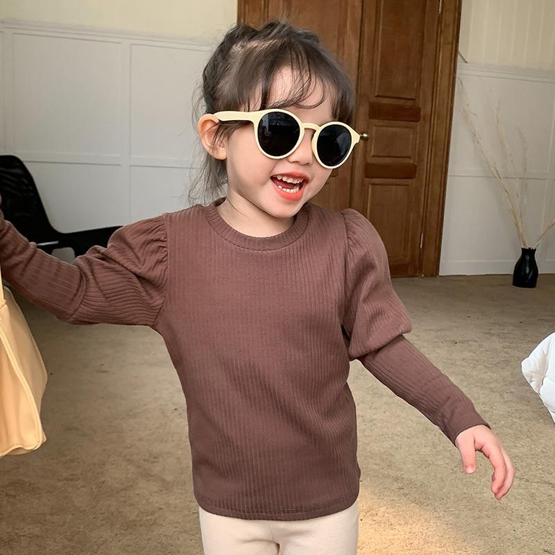 Базовая рубашка для маленьких девочек, водолазка, футболки с воротником-стойкой, майка, детская одежда