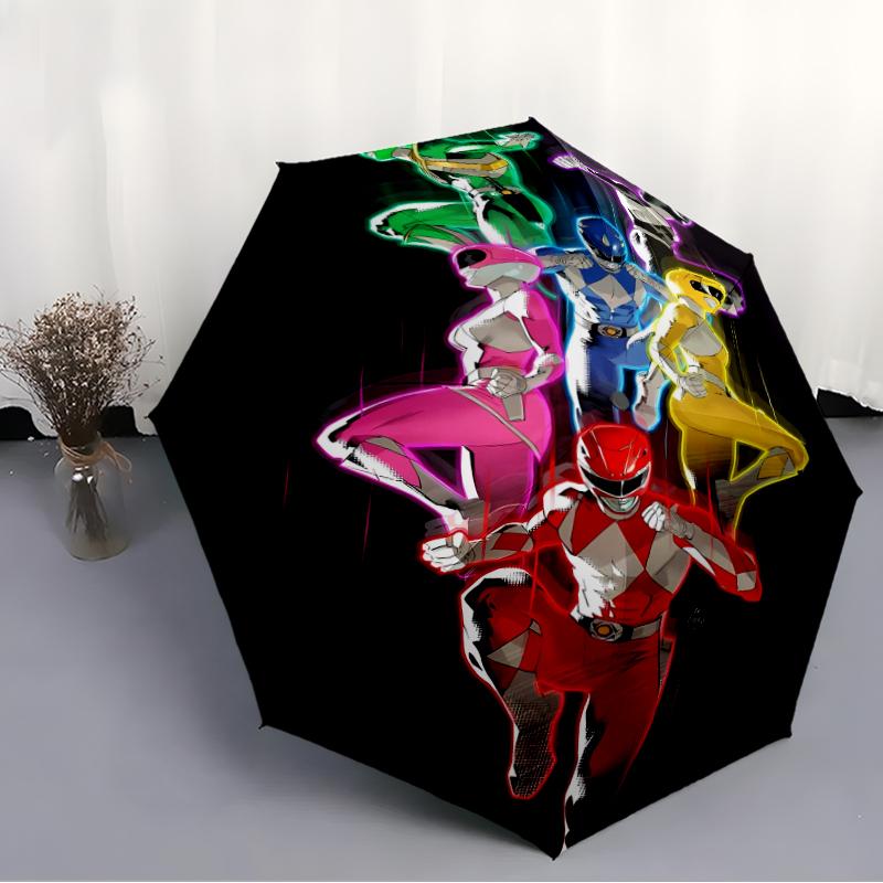 1pc Mighty Morphin Power Rangers3 Umbrella, Sun Protection, And UV Shielding. It Has Eight Sturdy Ribs for Outdoor Use And Perfect Gift