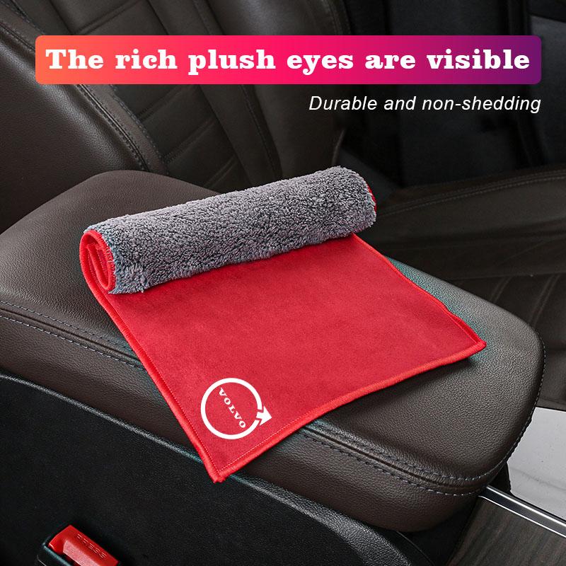 dzvfc9 For Volvo V60 V40 S90 olestar AWD XC40 S80 T6 V9 XC90 XC60 V50 S60 V70 Suede Fleece Microfiber Towel Car Logo Cleaning Rag Cloth