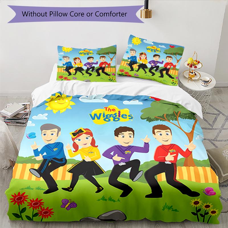 3pcs The Wiggles1 Design Cover Set - HD Printed Bedding with 1 Cover and 2 Pillowcases - Perfect for Home and Dorm Decor
