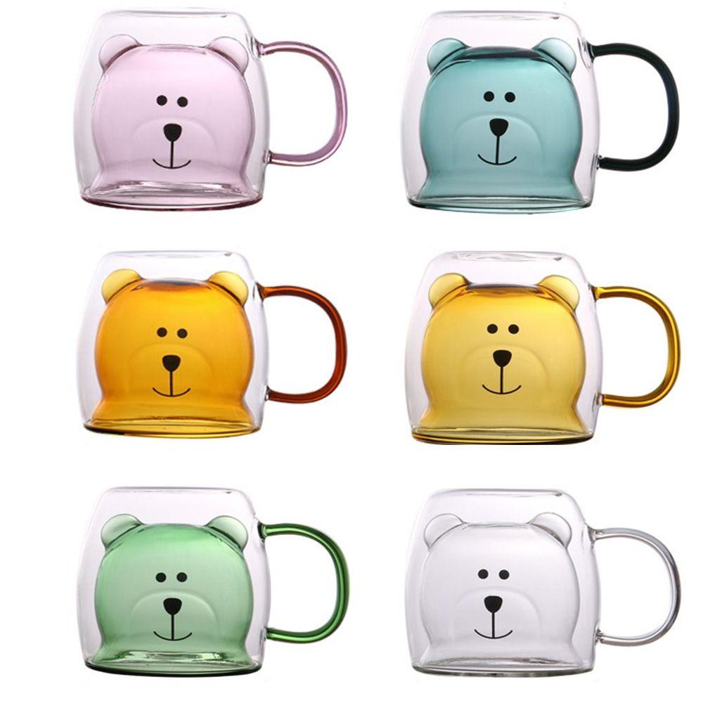 Transparent Glass Cup Double-layer Bear Tea Coffee Cup Lightweight Coffee Mug Drinking utensils