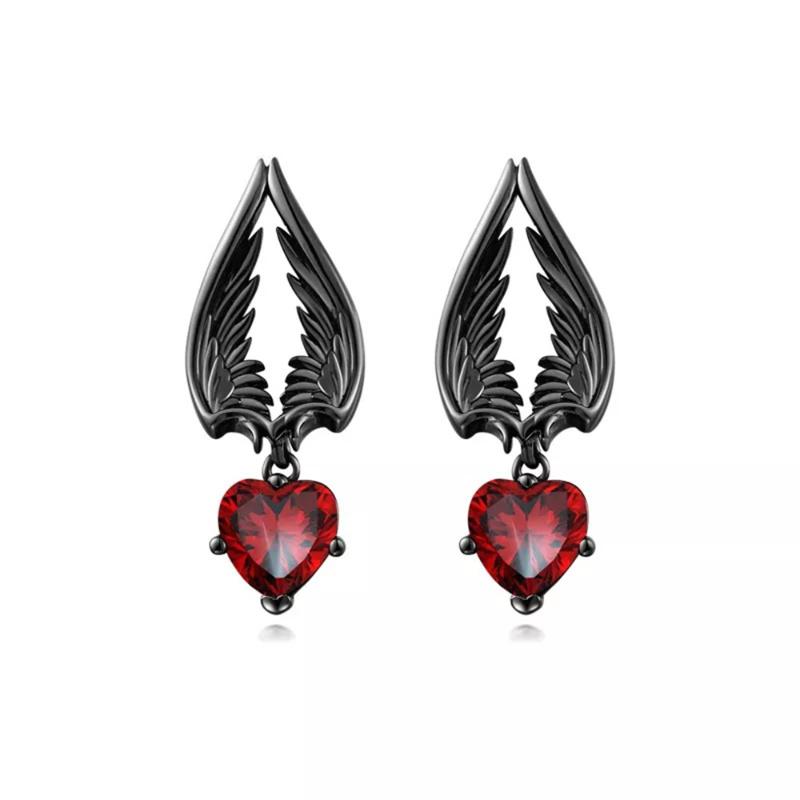 Готические серьги-пусеты с крыльями ангела и цирконом, серьги «Любовь», серьги «Ветер», индивидуальные серьги