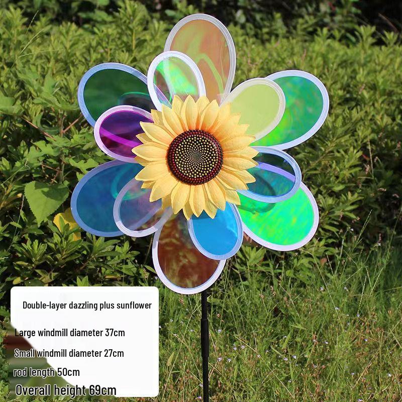 Двухслойная лазерная ослепительная игрушка-ветряная мельница для уличного декора