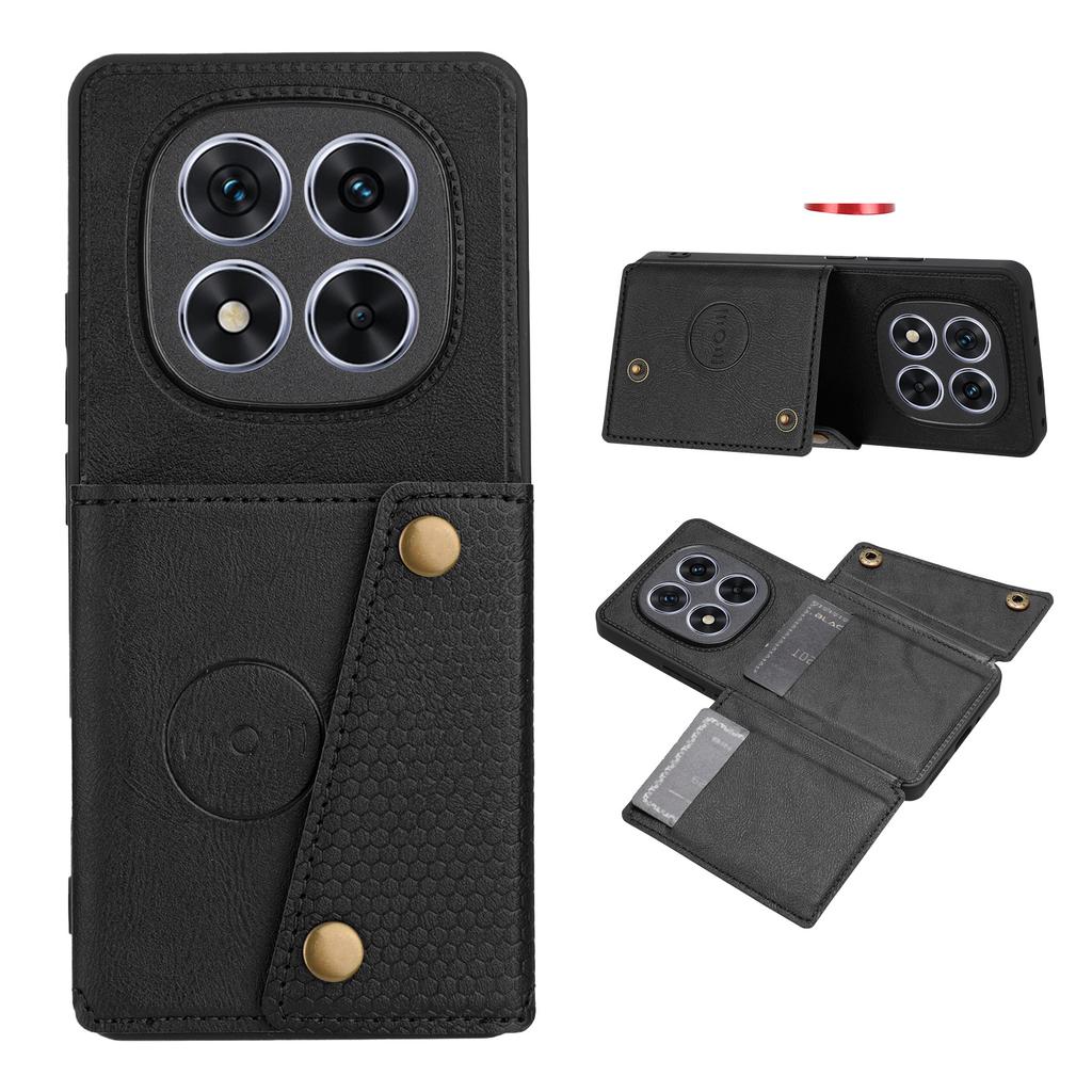 Для Xiaomi Poco M8 Pro 5G/Redmi Note 15 Pro+ 5G (Глобальный) Чехол с отделениями для карт, подставкой, из кожи + ТПУ, чехол для телефона