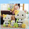 Cat And Panda Plush Toy Cute Cartoon Girl Child Bedroom Decoration Scene Doll