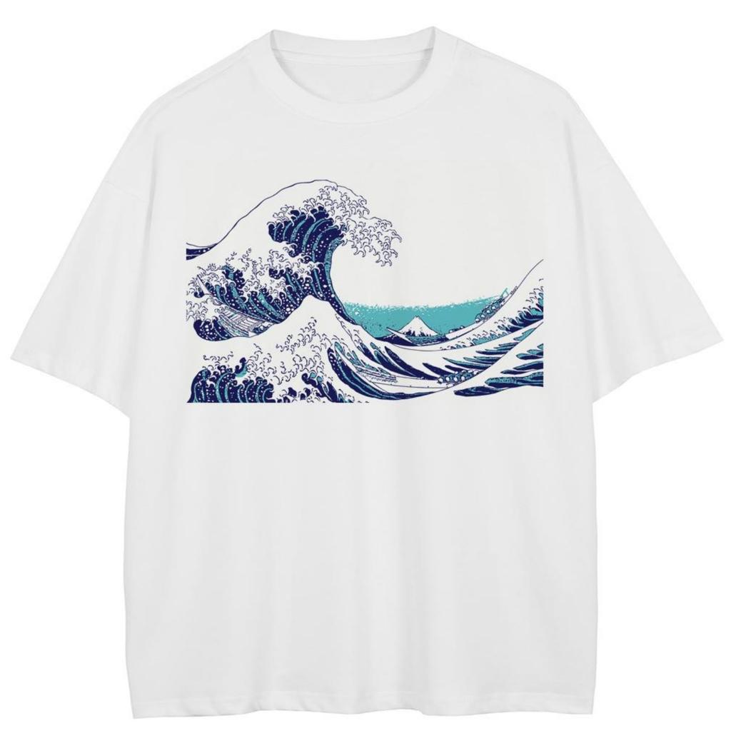 Футболка Streetwear Waves Graphic Black, хлопковая, унисекс, топы, футболки, летняя, с короткими рукавами