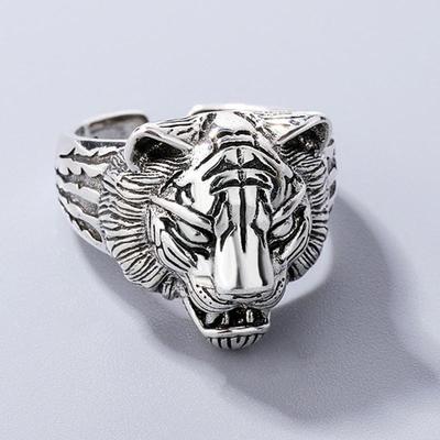 Новое Трендовое и Доминирующее Ретро Открытое Кольцо Мужское и Женское Кольцо Голова Тигра Ювелирные Изделия