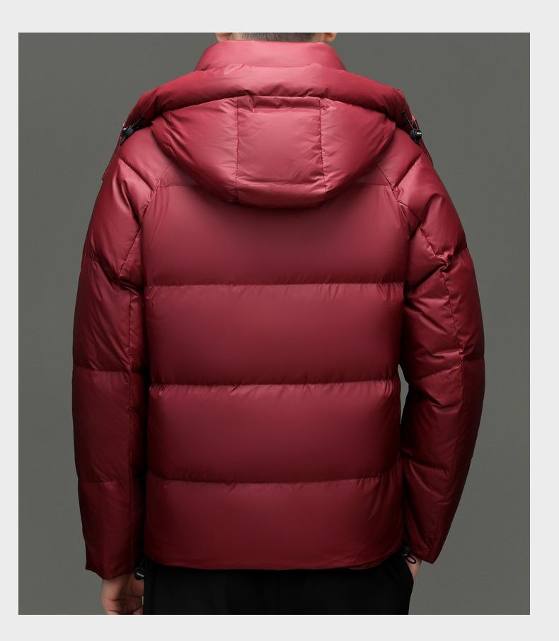 Мужская короткая пуховая куртка с капюшоном на зиму 2025 - 90% утиный пух, повседневная верхняя одежда