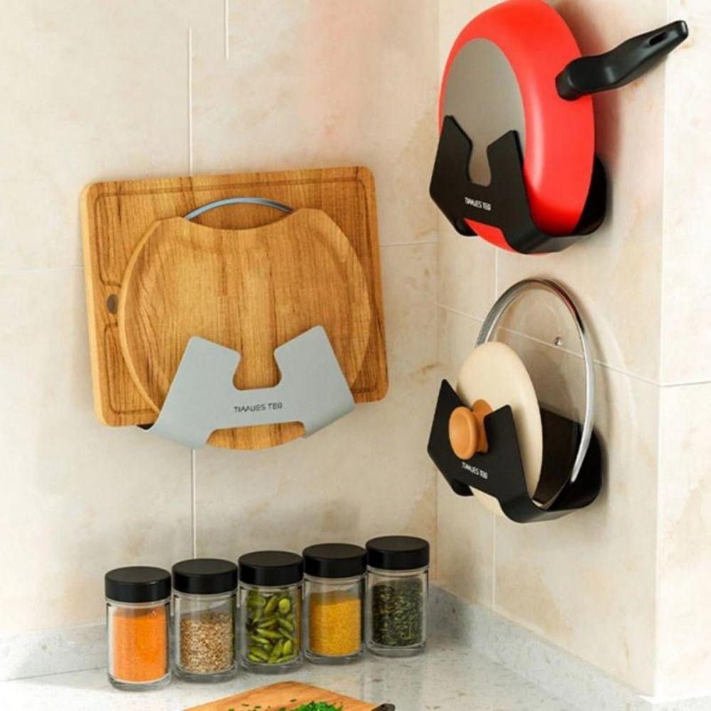 Multifunction Pot Lid Holder PP Pan Cover Stand Proble Wall Cutting Board Rack Household