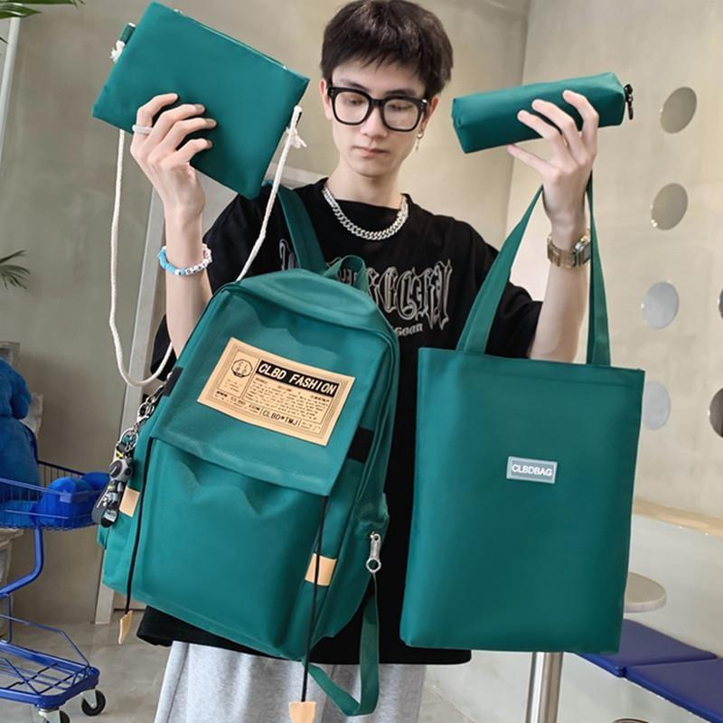 Трендовый рюкзак для старшеклассника, мужская спортивная сумка на двойном плече, черный