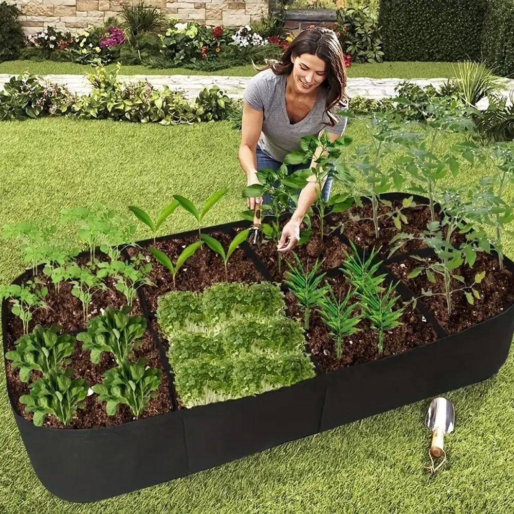 1/4/8 Grids Planting Container Breathable Garden Planting Bed Portable Garden Planters Bag Flowers