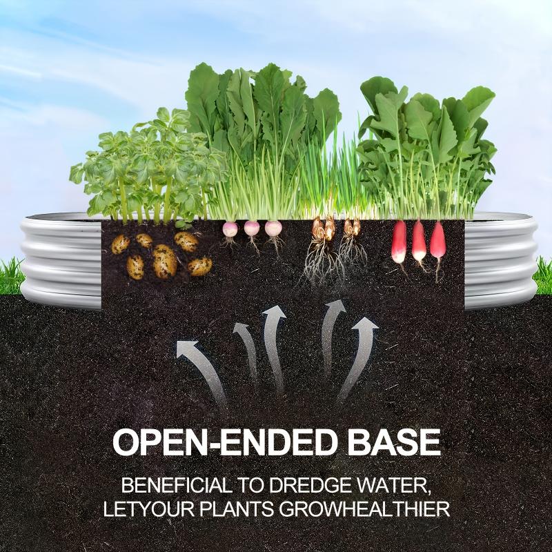 1PCS Metal Planting Box Vegetable Growing Tank Combined Plant Vegetable Growing Box Oval-shaped Galvanized Steel Sheet in Variou