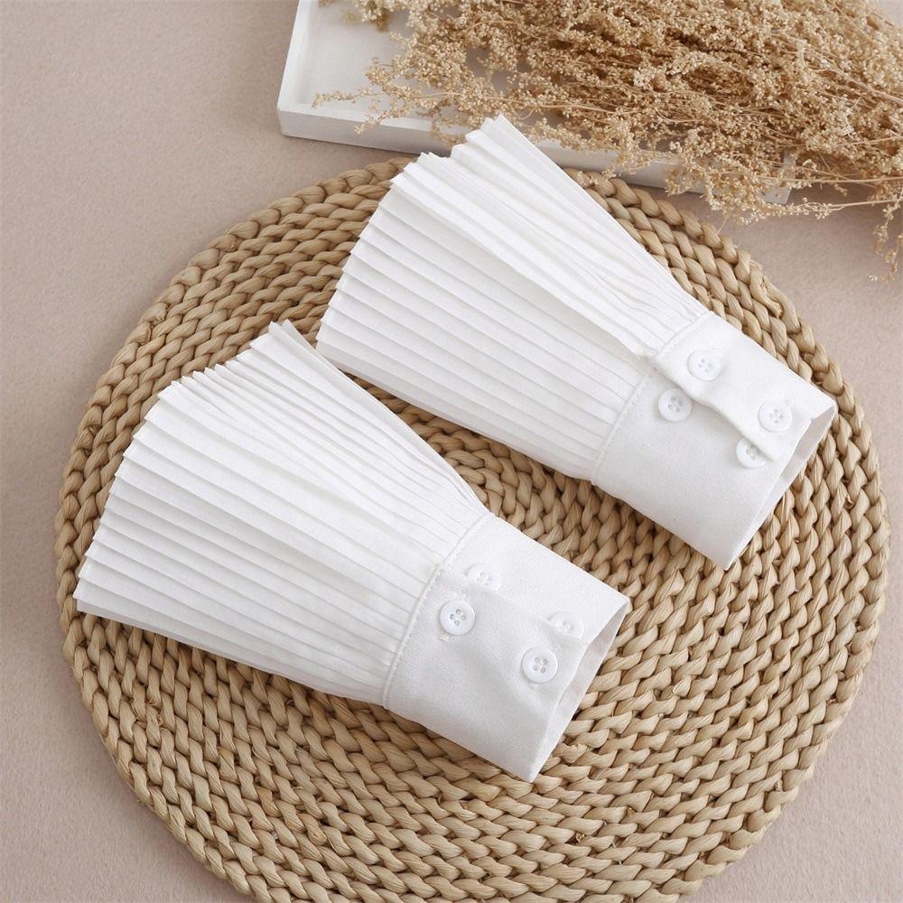 Ruffles Pleated Fake Sleeves Detachable Cuffs Chiffon Fake Cuffs Lolita Korean Arm Warmers Hand Wrist Cuffs Sweater Decorative