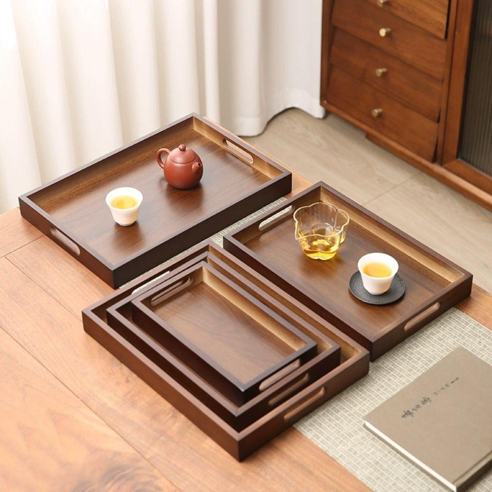 Bamboo Storage Tray household Tea Tray Retro Storage Plate  Home Living Room