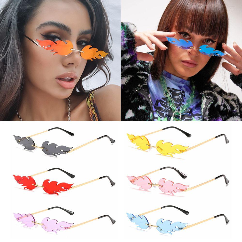 Trendy Party Metal Rimless Fashion Flame Sunglasses Sun Glasses Sunglasses for Women Flame Shaped