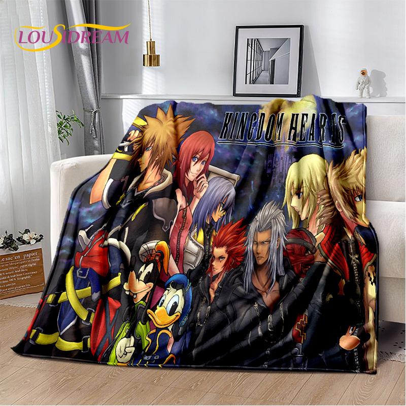 Cartoon Kingdom Hearts Games 3D Soft Flannel Blanket for Beds Bedroom Sofa Picnic,Throw Blanket for Cover Outdoors Leisure Gift