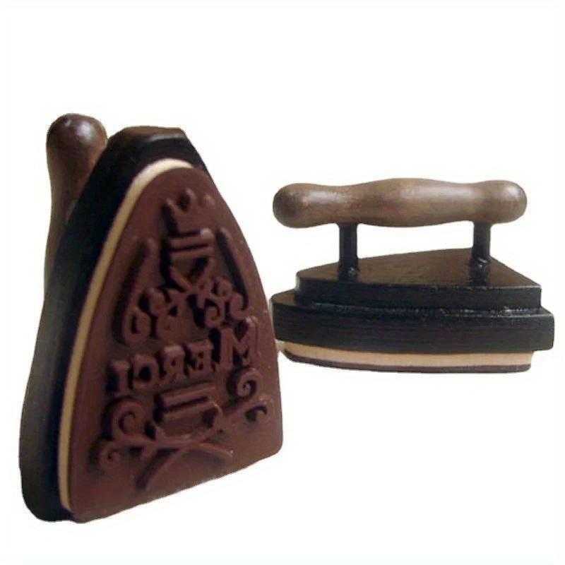 2Pcs French Wood Stamp Thank You Iron Shape Stationery DIY Scrapbook Diary Decoration Rubber Stamps Handmade Craft, Novelty Ite