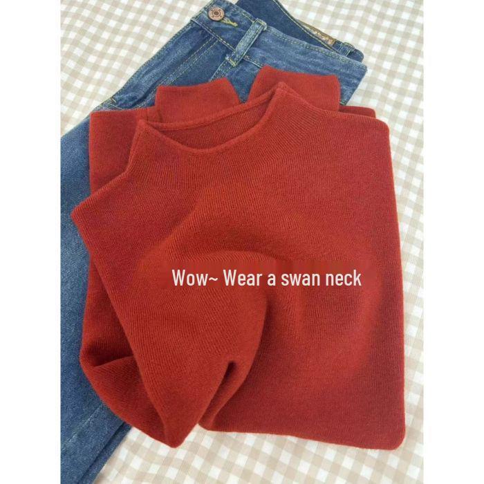 Супер девчачий корейский свитер с полувысоким воротом - Стильный, мягкий топ с длинным рукавом
