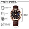 Genuine Leather Strap Calendar Roman Alphabet Luminous Analog Starry Sky Waterproof Leather Belt Simple Stylish Quartz Brown Fashion Accessories