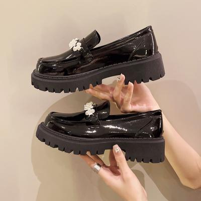 Весна Осень Женские Маленькие Кожаные Туфли Увеличивающие Рост Толстые Лоферы Мягкая Подошва Одиночные Туфли Рыбацкие Ежедневное Использование