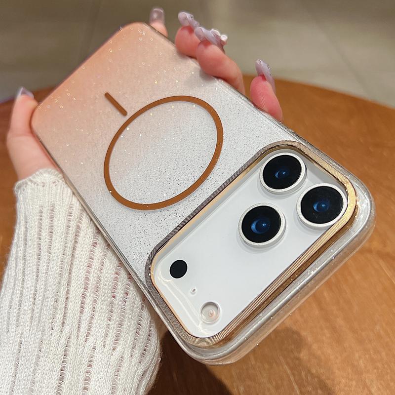 Transparent Starry Sky Glitter Magnetic Attraction Case for IPhone 17Air 16E 15 14Plus 17Pro Hard Silicone Shockproof Back Cover