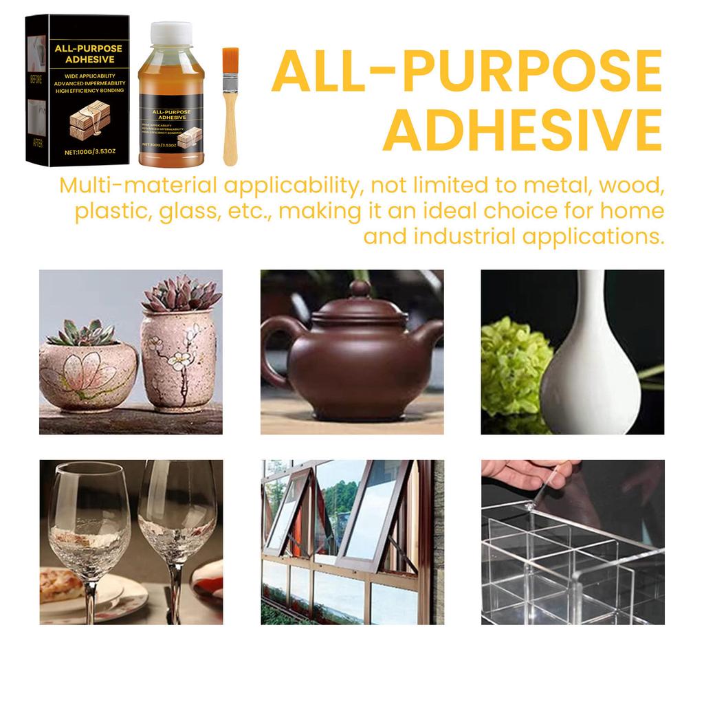 All Purpose Adhesive with Brush Strong Adhesive Waterproof Super Glues for Quick Repair Metal Plastic Glass Wood