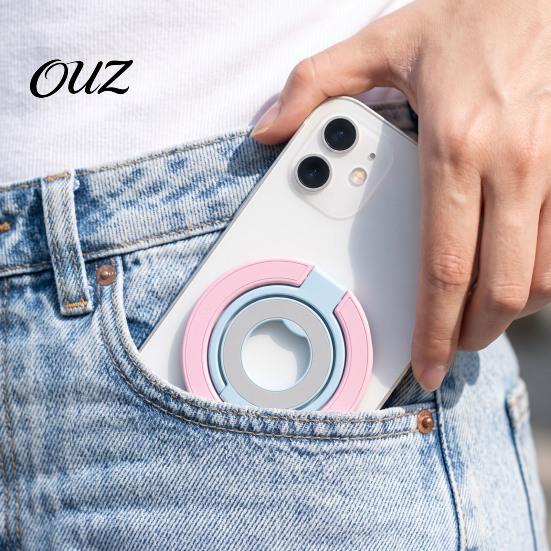 360 Degree Adjustable Ring Magnetic Phone Holder for MagSafe, Foldable Metal Dual-Sided Finger Grip with N52 Dopamine Color Accessory Magnets,
