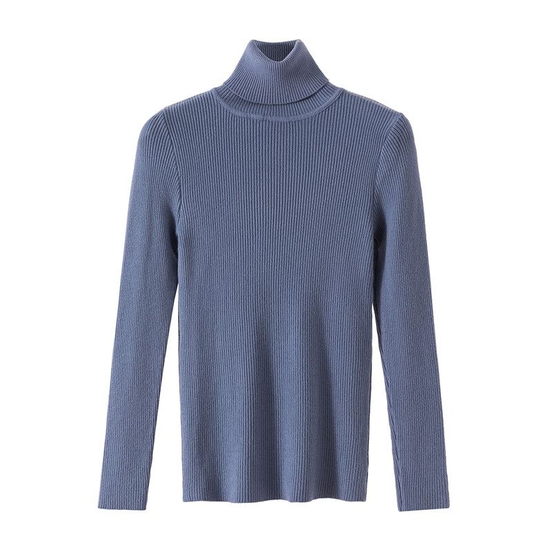 Женский свитер с высоким воротом на осень и зиму с пальто и вязаным свитером внутри, новая облегающая рубашка, пуловер с длинными рукавами.