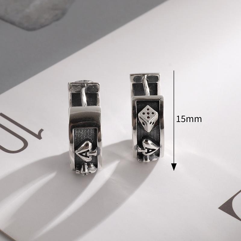 Vintage Gothic Skull Poker Ace of Spades Earrings Women\\\\'s Hypoallergenic Earrings Mens Hip Hop Rock Lucky Jewelry