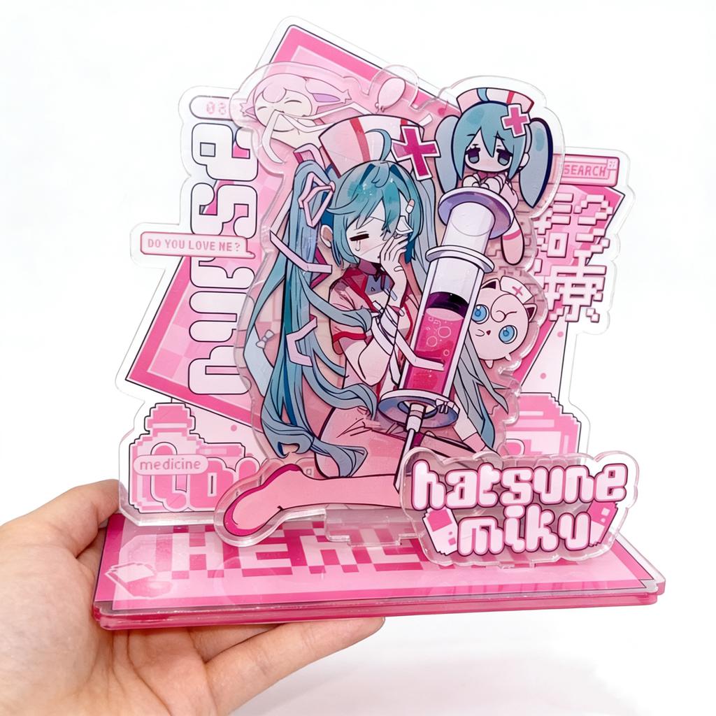 Kawaii Miku Anime Peripherals Acrylic Standing Sign Ornament Originality Personality Acrylic Bracket Fans Collect Assembly Gift