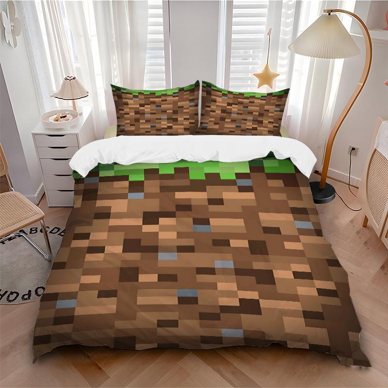 3 шт. Комплект постельного белья в стиле Minecraft - Идеально для любой комнаты, Идеальный подарок для фанатов и путешественников1202092a