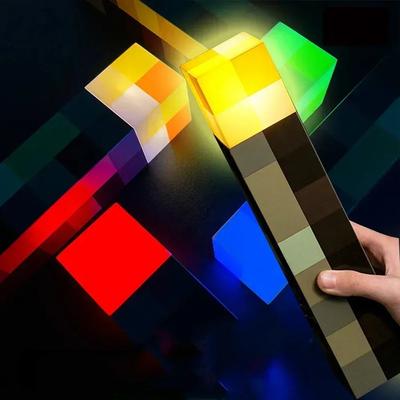 Факел-лампа, фигурка, 4 цвета, Minecraft, коричневый камень, спальня, декоративный светильник, светодиодный ночник, зарядка через USB с пряжкой, детская игрушка в подарок