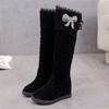 Обувь зимняя до колена с высоким голенищем на каблуке женская обувь на танкетке длинные женские сапоги элегантные демисезонные сапоги со стразами на каблуке