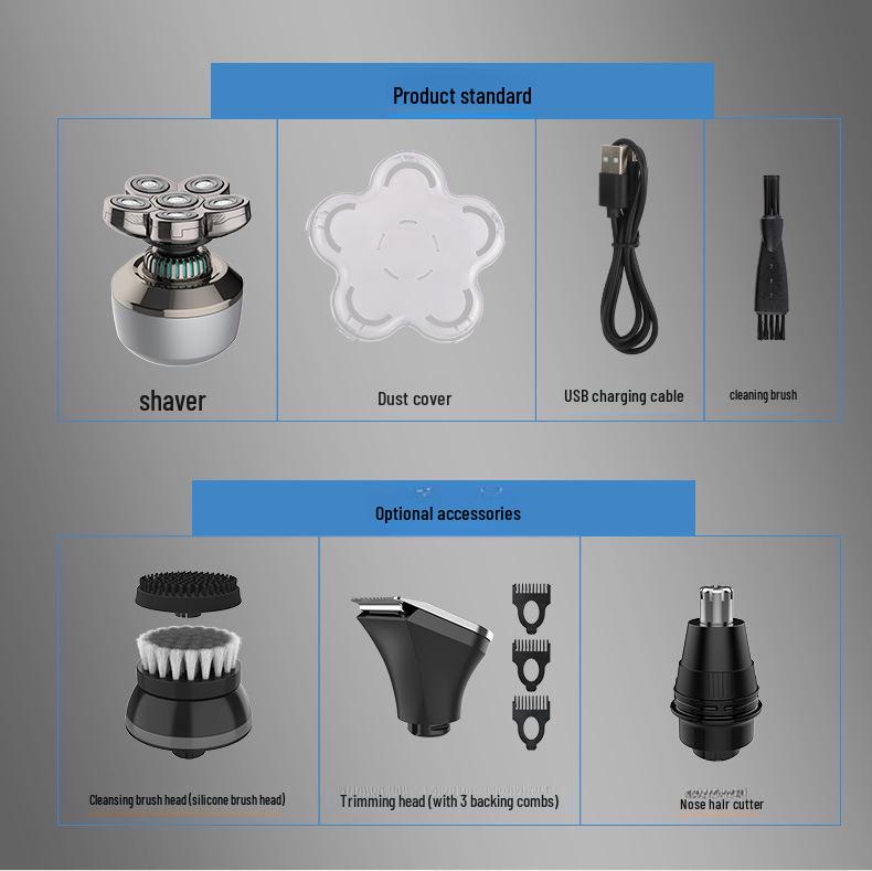 Многофункциональная перезаряжаемая электрическая бритва для мужчин - Цифровой дисплей, для бритья головы налысо, для всего тела и бороды, моющаяся бритва