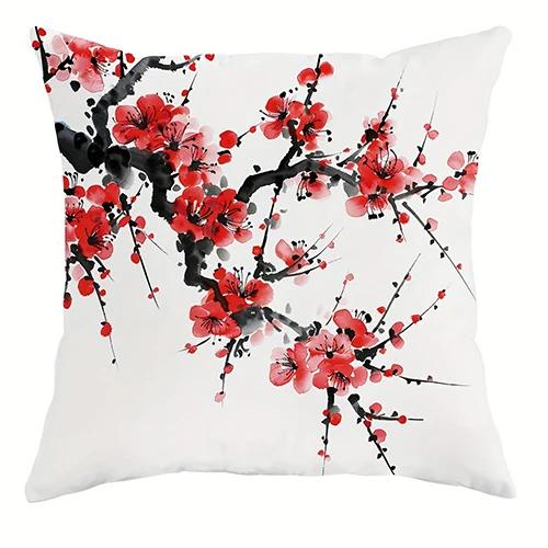 Наволочка декоративная в древнем стиле с цветущей сливой, ультрамягкий полиэстер, для гостиной, дивана, спинки, автомобильная наволочка