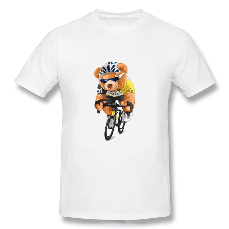 Teddy Bear Playing Badminton Tshirt Exercise Clothing Short Sleeve Tops Graphics Kawaii Unisex Women Short Sleeve Printed Shirt Top