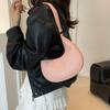 Small Fresh Underarm Bag Women's Summer New Girl Heart Shoulder Bag Crescent Solid Color Saddle Bag