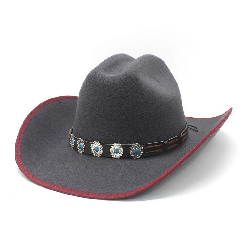 Autumn and winter new hats women's European, American retro woolen western cowboy hats men's and women's versatile fashion big-brimmed top hats