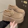 Fashion Pet-sized Height-increasing Thick-soled Loafers 2025 autumn/Winter New Style Simple and Versatile Belt-buckle Single Shoes