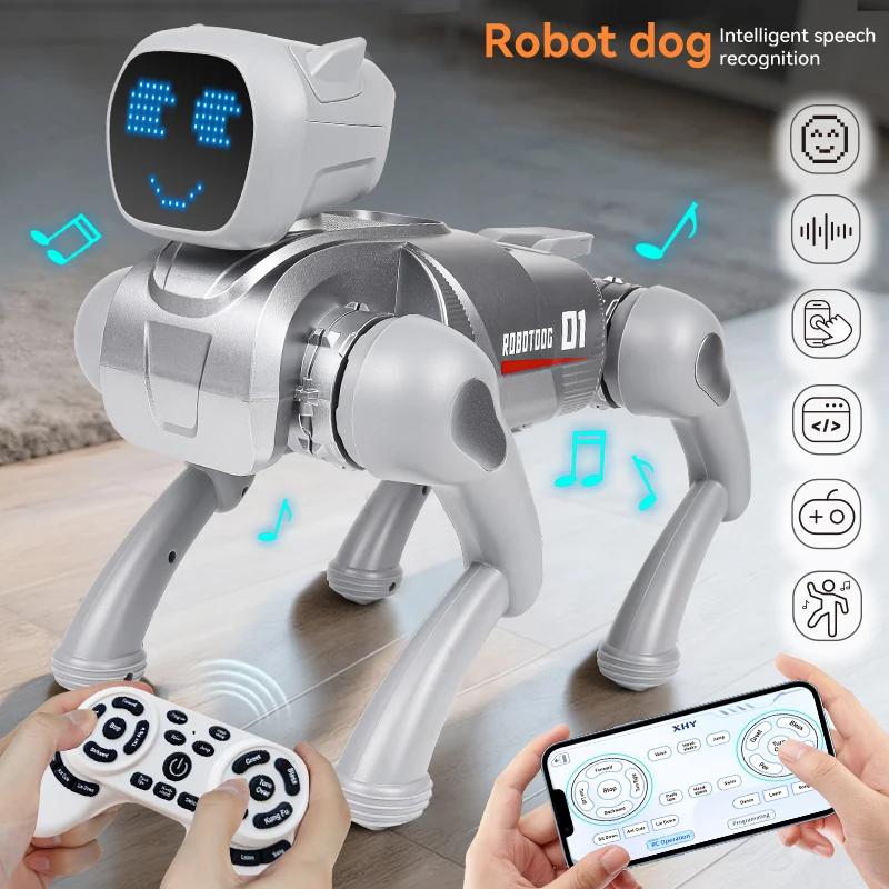 2.4G RC Собака Поющая Танцующая Программируемая Механический Голос Диалог Приложение Удаленное Управление Милое Выражение Щенка Детская Игрушка Рождественские Подарки