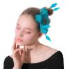 Linen Yarn Simple And Sweet Hair Comb Feather Headdress Bridal Lake Blue Linen Hair Accessories Head Flower