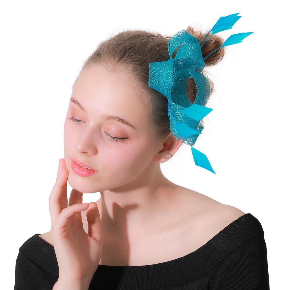 Linen Yarn Simple And Sweet Hair Comb Feather Headdress Bridal Lake Blue Linen Hair Accessories Head Flower